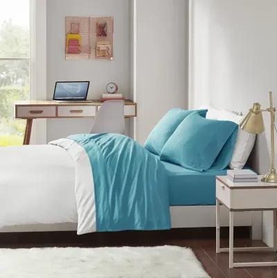 Intelligent Design Cotton Blend Jersey Knit Teal All Season Sheet Set