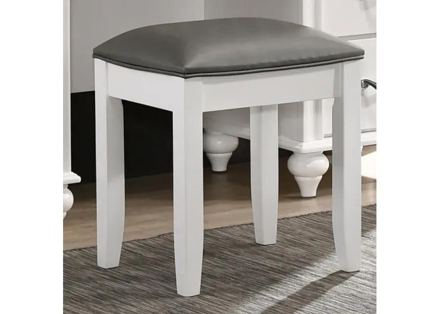 Barzini Upholstered Vanity Stool Metallic and White