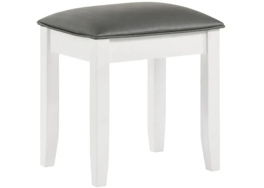 Barzini Upholstered Vanity Stool Metallic and White