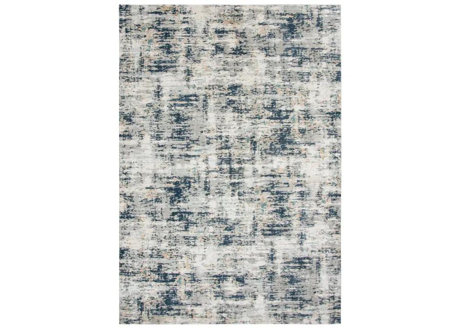 Chelsea Ivory / Teal Abstract Polyester 3'11" x 5'6" Rectangle Rug