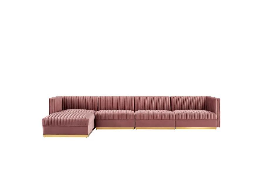 Sanguine Channel Tufted Performance Velvet 5-Piece Modular Sectional