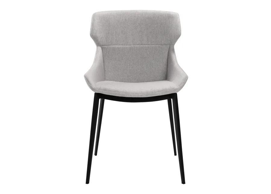 Kenna Modern Dining Chair in Matte Black Finish and Gray Fabric - Set of 2 