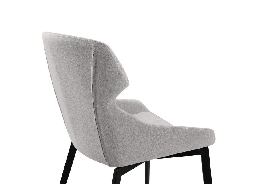 Kenna Modern Dining Chair in Matte Black Finish and Gray Fabric - Set of 2 