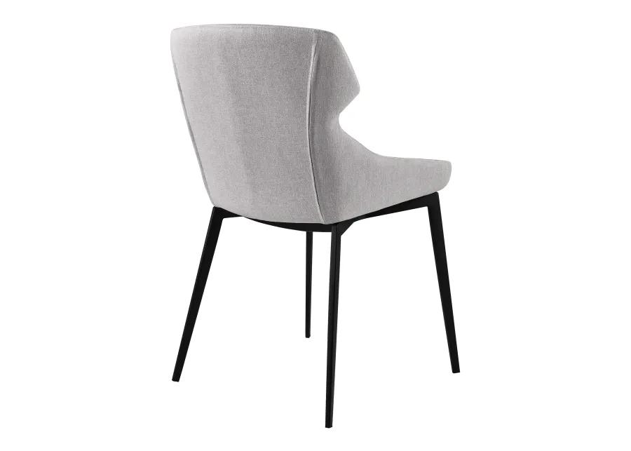 Kenna Modern Dining Chair in Matte Black Finish and Gray Fabric - Set of 2 