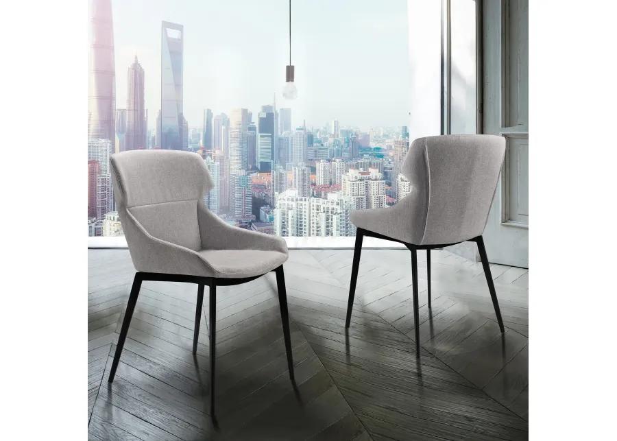 Kenna Modern Dining Chair in Matte Black Finish and Gray Fabric - Set of 2 