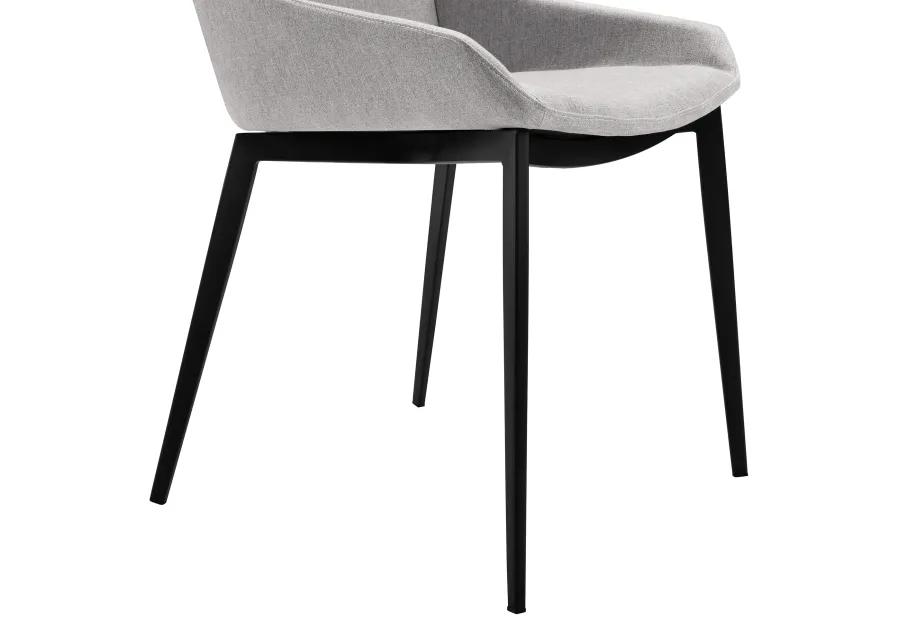 Kenna Modern Dining Chair in Matte Black Finish and Gray Fabric - Set of 2 