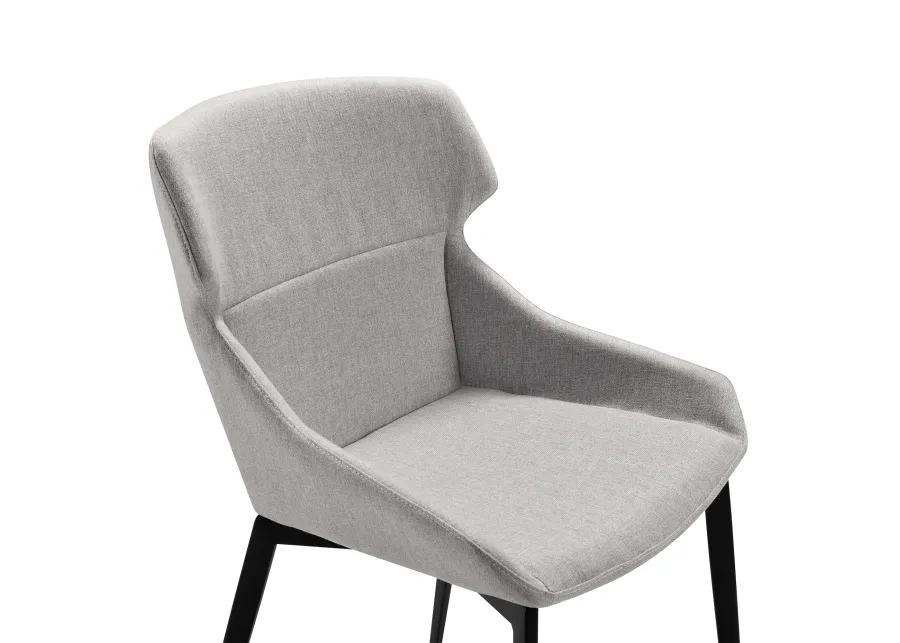 Kenna Modern Dining Chair in Matte Black Finish and Gray Fabric - Set of 2 