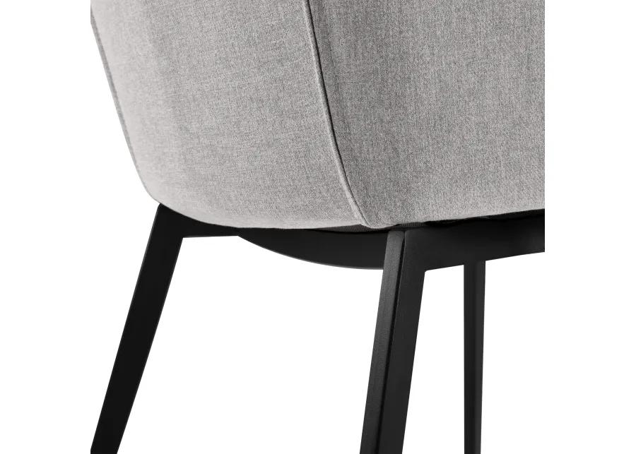 Kenna Modern Dining Chair in Matte Black Finish and Gray Fabric - Set of 2 