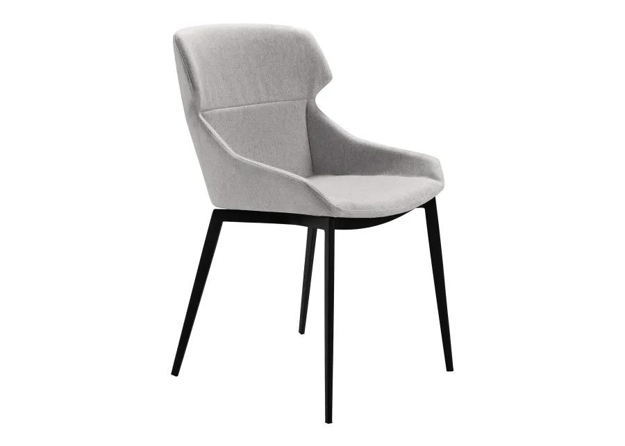 Kenna Modern Dining Chair in Matte Black Finish and Gray Fabric - Set of 2 