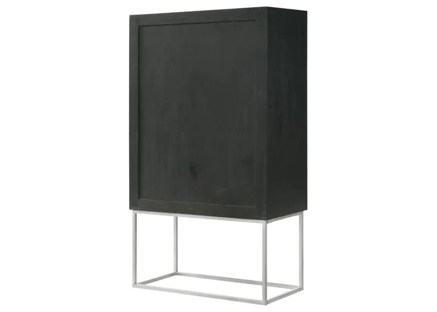 Borman 2-door Bar Cabinet Wine Storage Walnut and Black