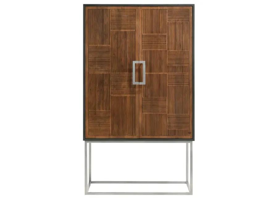 Borman 2-door Bar Cabinet Wine Storage Walnut and Black