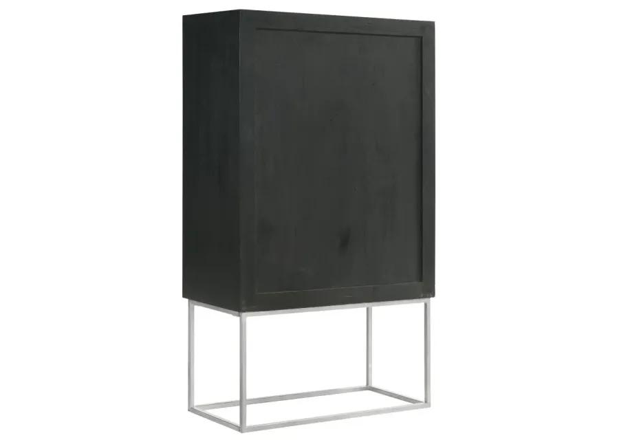 Borman 2-door Bar Cabinet Wine Storage Walnut and Black