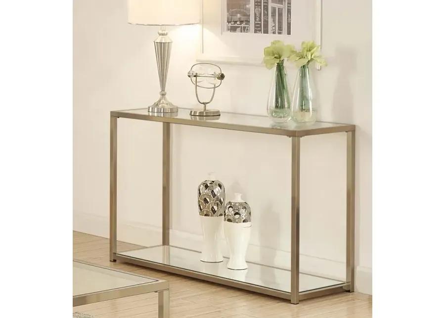 Cora Sofa Table with Mirror Shelf Chocolate Chrome