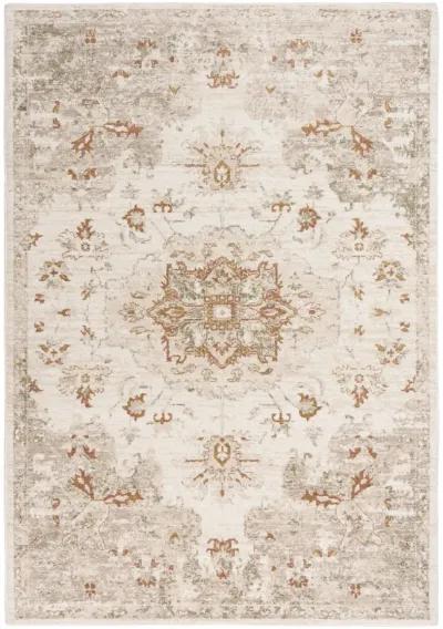 Ventura Beige/Green Medallion Washed Wool 9'x12' Rectangle Rug