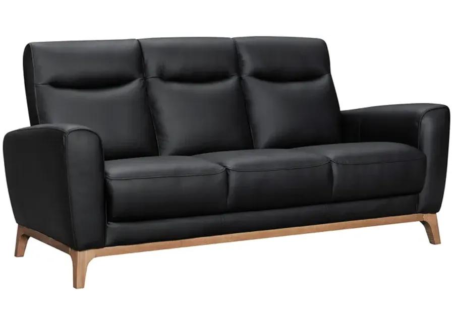 Greyson 83" Black Leather Sofa