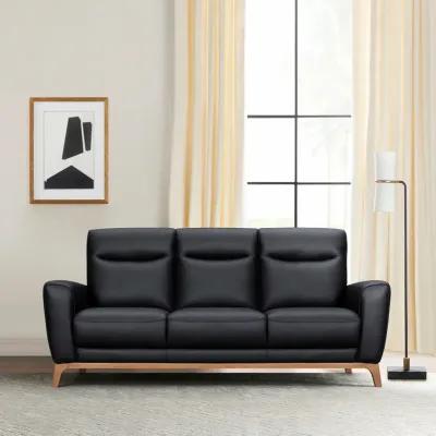 Greyson 83" Black Leather Sofa