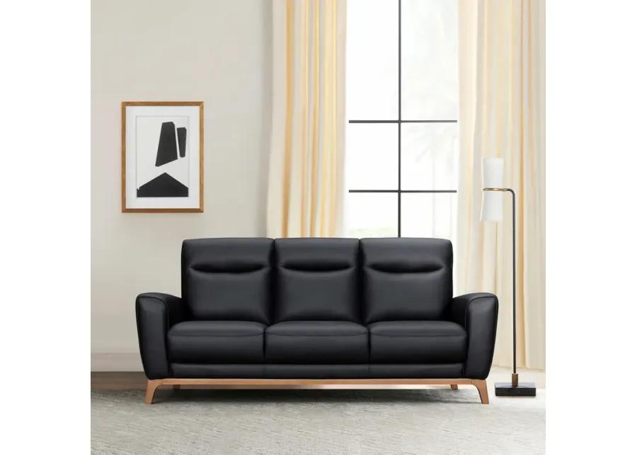 Greyson 83" Black Leather Sofa