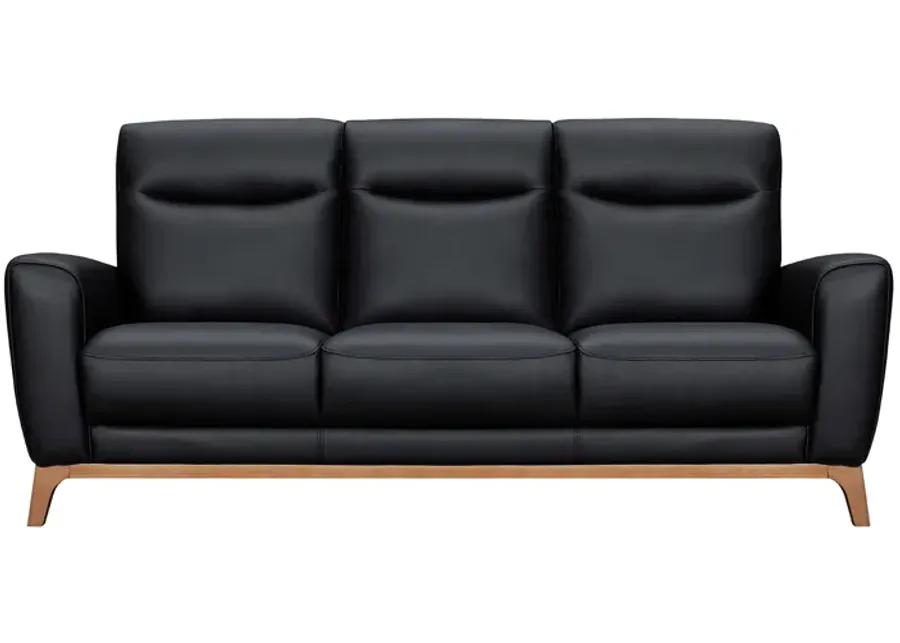 Greyson 83" Black Leather Sofa