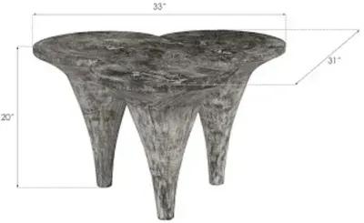 marley coffee table, chamcha wood, gray stone finish