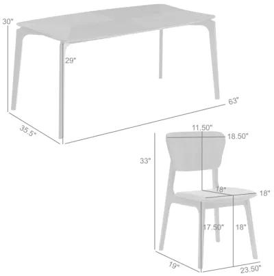 Kalia 5 Piece Wood Dining Set in Gray Finish with Gray Fabric