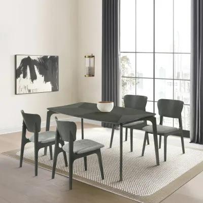 Kalia 5 Piece Wood Dining Set in Gray Finish with Gray Fabric