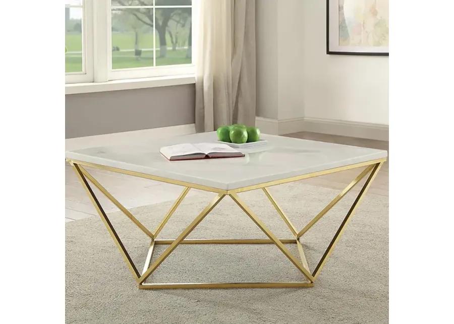 Meryl Square Coffee Table White and Gold