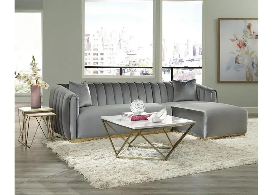 Meryl Square Coffee Table White and Gold