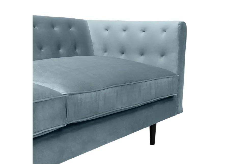 Annabelle 80" Bluestone Velvet Sofa with Black Wood Legs