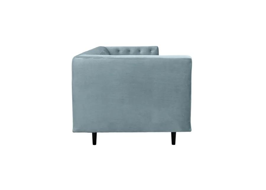 Annabelle 80" Bluestone Velvet Sofa with Black Wood Legs