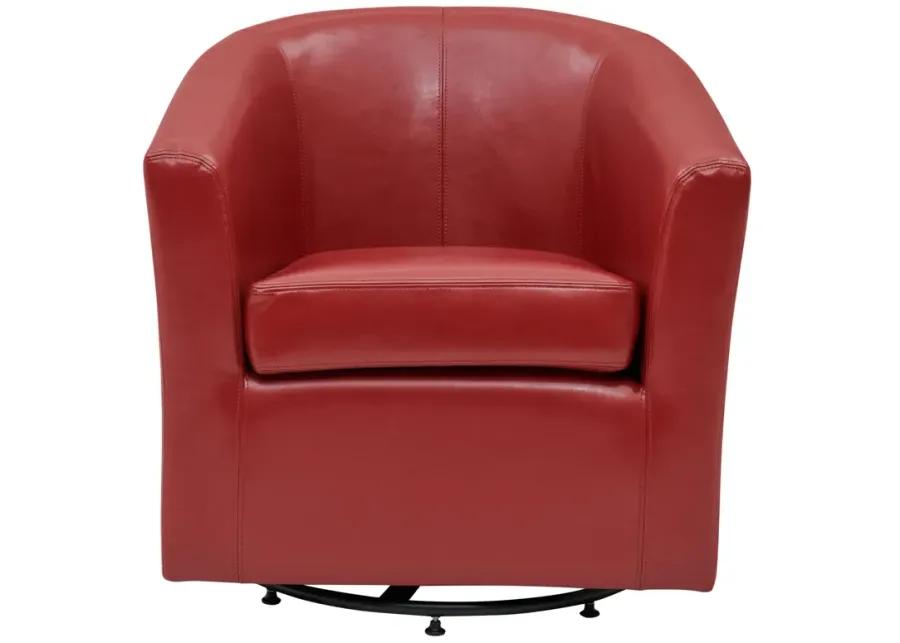 hayden swivel bonded leather accent arm chair, red