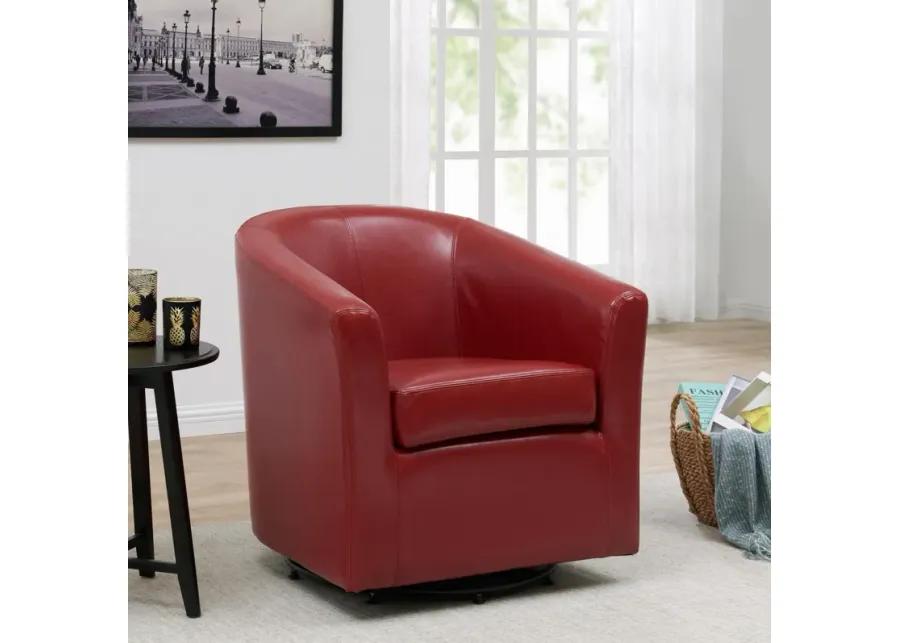 hayden swivel bonded leather accent arm chair, red