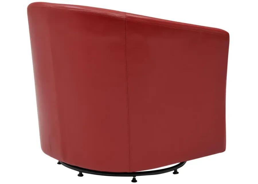 hayden swivel bonded leather accent arm chair, red