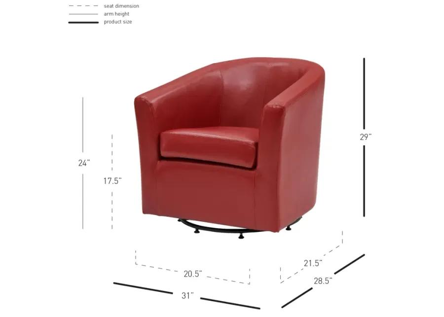 hayden swivel bonded leather accent arm chair, red