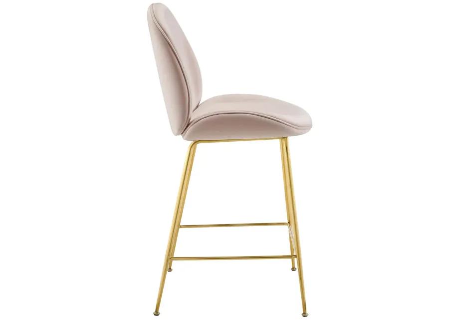 Scoop Gold Stainless Steel Leg Performance Velvet Counter Stool