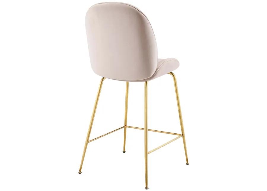 Scoop Gold Stainless Steel Leg Performance Velvet Counter Stool