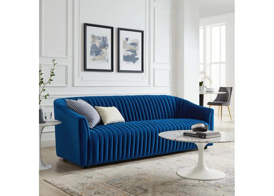 Announce Performance Velvet Channel Tufted Sofa