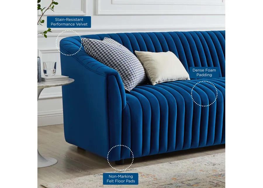 Announce Performance Velvet Channel Tufted Sofa