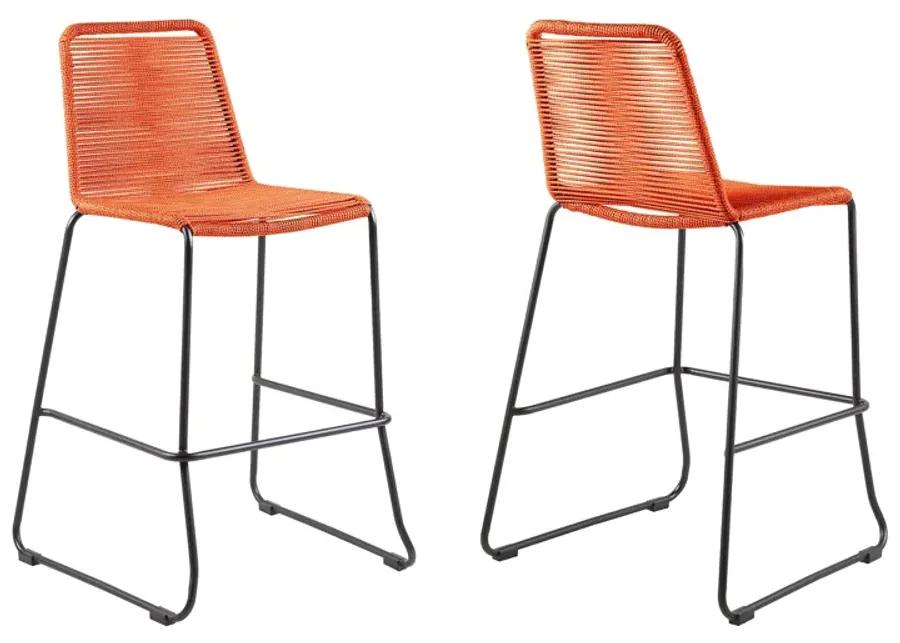 Shasta Metal and Rope Outdoor Stackable Bar Stool - Set Of 2