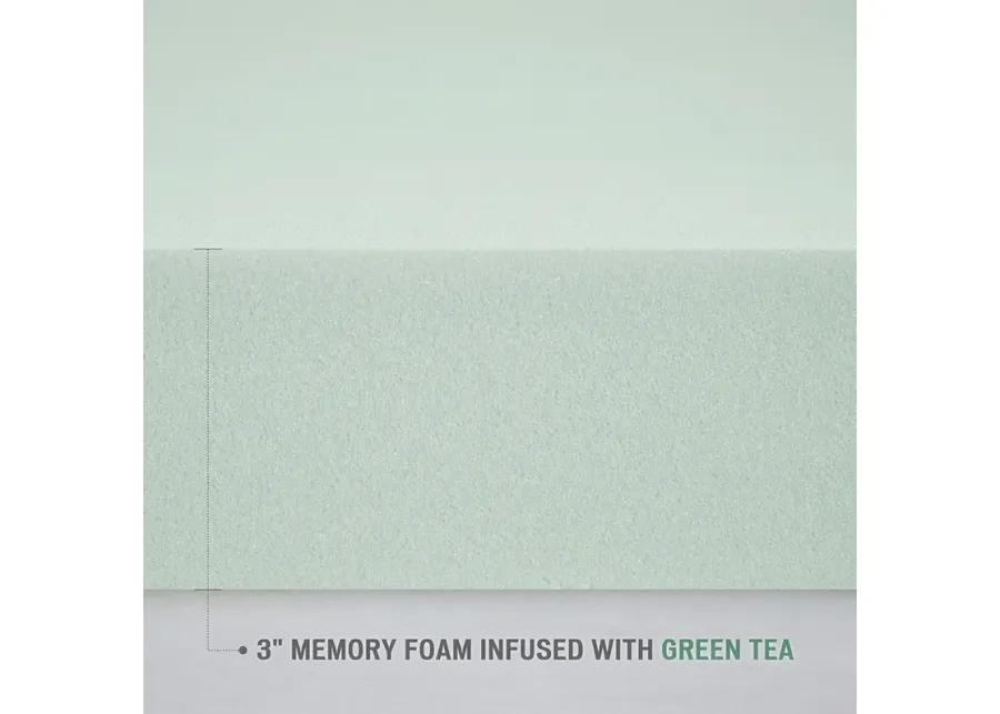 Clean Spaces 3" Green Tea Foam Topper with Cooling Cover Green 3" Green Tea Foam Topper with Cooling Removable Cover