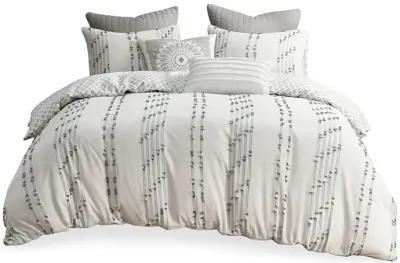 INK+IVY Kara Ivory 3 Piece Cotton Jacquard Duvet Cover Set