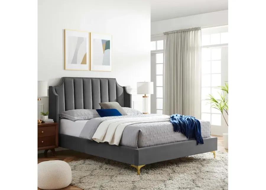 Daniella Performance Velvet Queen Platform Bed