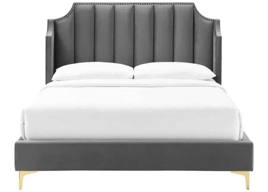 Daniella Performance Velvet Queen Platform Bed