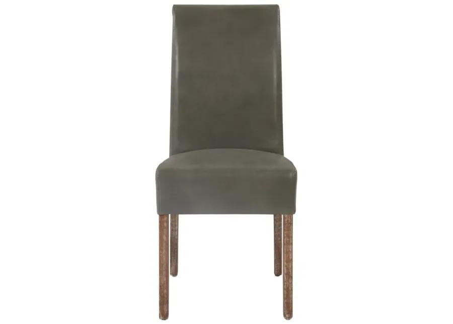 Valencia Bonded Leather Dining Side Chair Drift Wood Legs, Vintage Gray (Set of 2)