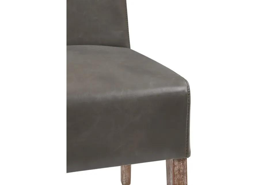 Valencia Bonded Leather Dining Side Chair Drift Wood Legs, Vintage Gray (Set of 2)