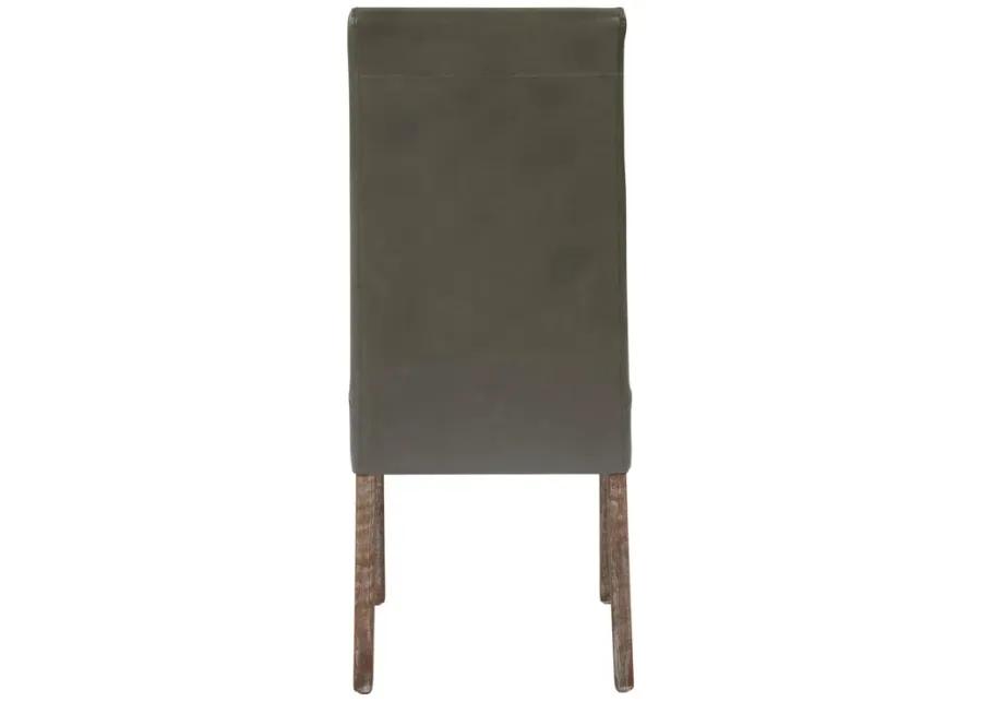 Valencia Bonded Leather Dining Side Chair Drift Wood Legs, Vintage Gray (Set of 2)