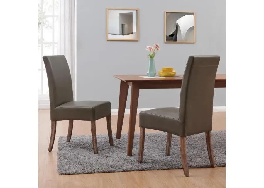 Valencia Bonded Leather Dining Side Chair Drift Wood Legs, Vintage Gray (Set of 2)