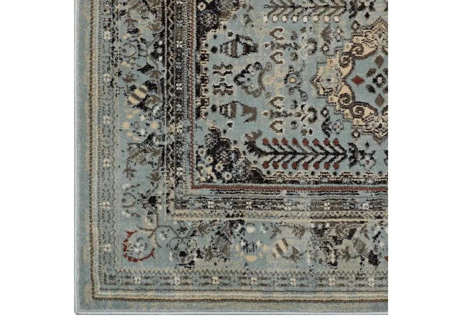 Enye Distressed Vintage Floral Lattice 5x8 Area Rug