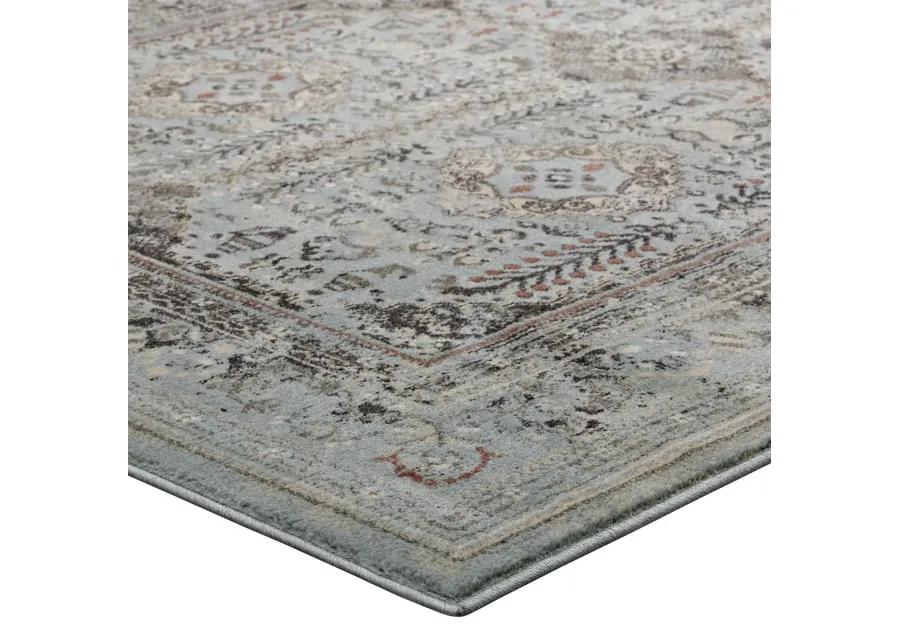 Enye Distressed Vintage Floral Lattice 5x8 Area Rug