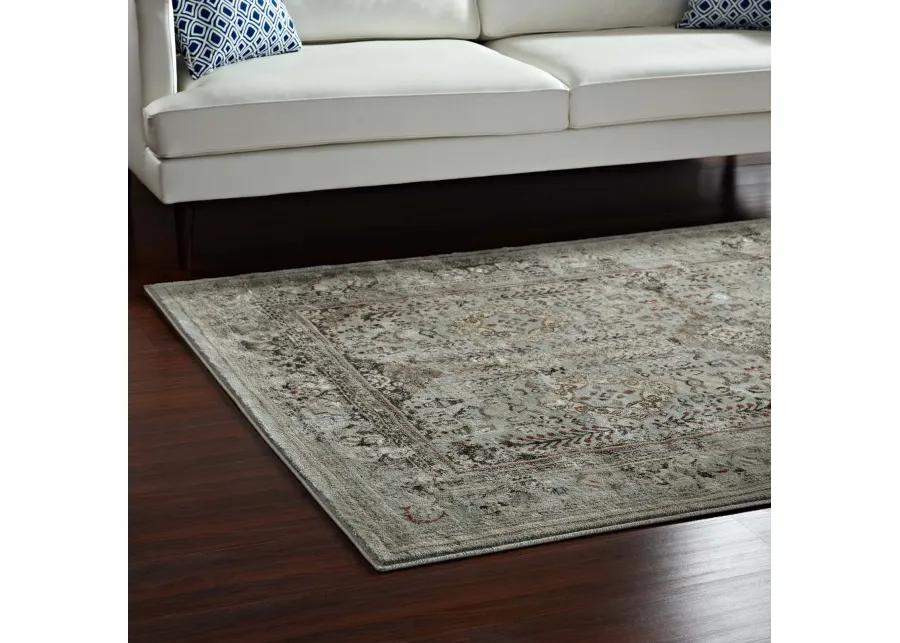 Enye Distressed Vintage Floral Lattice 5x8 Area Rug