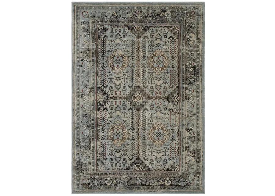 Enye Distressed Vintage Floral Lattice 5x8 Area Rug